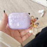 Popxstar  Luxury Purple Pearly Shell Pendant Silicone Case For AirPods 1 2 3 4 pro 2 Wireless Bluetooth Earphone Accessories