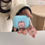 Popxstar  Korea lovely apple couple silicone earphone case coque for airpods 4 3 2 1 protection cover for airpods pro 2 shell cute pendant