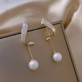 Popxstar Lovely Pearl Bow Earrings for Women Internet Design Versatile Drop Oil Vintage Earrings Fashion Jewelry Party Wedding Gifts
