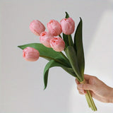 Popxstar  6pcs Hand Feel Moisturizing Tulip Simulation Flowers, Wedding Hand-held Flowers, Home Decoration Fake Flowers