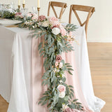 Popxstar 2.7M Flower Garland Set Artificial White Rose Garland Stunning Wedding Photo Booth Backdrop Elegant Garden Wedding Arch Decor