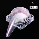Popxstar Aurora Pearl Nude Pink White Nails Glitter Dust Chrome Moonlight White Rubbing on Powder Shell Mirror Pigment Nail Art Supplies