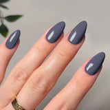 Popxstar Classic Glossy Solid Color Long Pointed Fake Nails Brown Green Grey Blue Detachable Finished False Nails Press on Nail with Glue