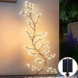 Popxstar  1PC 96LEDs Solar Willow Vine Lights,DIY Outdoor Waterproof String Lights,Wall Lamps For Garden,Porch,Shop,Terrace,Pathway Decor