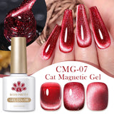 Popxstar 10ml Rainbow Purple Water Light Cat Magnetic Gel Nail Polish Shining Sliver-light Holographics Semi Permanent UV Gel