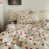 Popxstar Ins Pink Flowers Bedding Set Flat Bed Sheet Duvet Cover Twin Full Queen Nordic Bed Linen Boy Girl Bedding Sets Flower Cherry