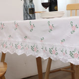 Fabric Rural Cotton Pure White Embroidered Rectangular Round Tablecloth Coffee Table Piano Multipurpose Cover Towel Dining Table