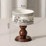 Popxstar  French ancient style retro INS decoration blue and white ceramic bowl wooden tall bowl dessert cup candle cup ice cream bowl