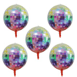 Popxstar 5pcs 4D Disco Balloons Laser for Wedding Happy Birthday Popular Party Decorations Rock and Roll Looks Round Cube Shaped Globos