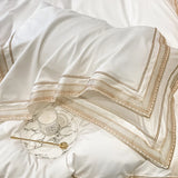 Popxstar  Premium 1000TC Egyptian Cotton Luxury Gold Embroidery Hotel Style Bedding Set Duvet Cover Flat/Fitted Bed Sheet Pillowcases 4Pcs