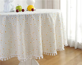 Popxstar Floral Round Tablecloth with Tassel Flower Tablecloth Suitable for Kitchen Decorantion/Indoor and Outdoor Dining Table/Party