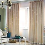 Popxstar Blackout Kids Curtains Nordic Star Ins Princess Wind Curtain Baby Window Decor Double Layer Star Hollow Curtains for Bedroom Hot