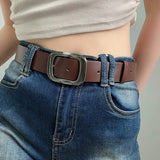 Popxstar Belt Women's New Retro American Niche Student Decoration Jeans with Versatile Black Casual Trend Belt