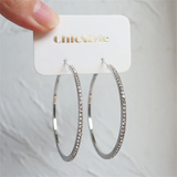 Popxstar prom jewelry 1-3 Pairs Set Sparkling Exaggerated Full Paved Rhinestones Round Circle Hoop Earrings for Women Simple Shiny Earring Jewelry