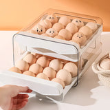 Popxstar 1pc Kitchen Double-layer Drawer-type Egg Storage Box Plastic Refrigerator Fresh-keeping Home Desktop Storage Egg Box