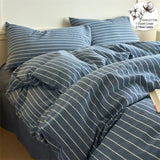 Popxstar  Luxury Cotton Stripe 3-Piece Duvet Cover Set (1 Duvet Cover + 2 Pillowcases),Yarn-Dyed,Soft Bedding Set, Multiple Sizes