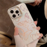 Popxstar Butterfly Phone Case with Lanyard for iPhone 16 15 14 11 13 12 Pro Max Plus Fashion Glitter Phone Case Cover