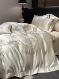 Popxstar  High Precision Damask Egyptian Cotton Flower Embroidery Luxury 4/5Pcs Bedding Set Duvet Cover Flat/Fitted Bed Sheet Pillowcases