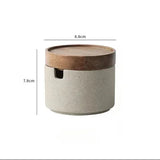 Popxstar Ceramic Seasoning Jar Retro Japanese Style Home Kitchen Salt Chili Sugar Jar Oil Pot Wooden Lid Spice Kitchen Utensils Modern