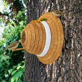 Creative Straw Hat Shape Bird House Wall-Mounted Circular Bird Breeding Box Handmade Decorative Hanging Bird Nest Backyard