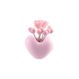 Cute Stainless Steel Love Fruit Fork Set Loving Heart Red Pink Dessert Cake Fork Storage Jar Plastic Fork Kitchen Supplies