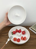 Popxstar 2Pcs/1Pc Ceramic Rabbit Ear Plate Cute Rabbit Ear Plate High-End Dinner Plate Fruit Plate Exquisite Girls Biscuit Plate Home Dessert Plate Suitable for Home Meal Party Dinner Plate Fruit Plate Gift