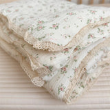 Popxstar Baby Camellia Rose Print Muslin Blanket Quilt for Summer Infant Floral Muslin Comforter Napping Cover for Baby Bedding Quilts