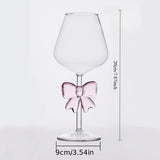 Popxstar Pink Bow Glass Decor Glass Cup Goblet Bow Handle Glasses Heat-resistant High Borosilicate Dessert Ice Cream Bowl Festival Gifts