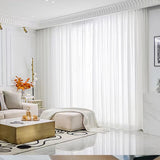 Popxstar  Asazal Solid White Tulle Luxurious Chiffon Sheer Window Curtains For Living Room Modern Voile Organza Drapes Bedroom Decoration