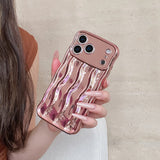 Popxstar  Luxury Plating Water Ripple Pattern Wavy Curly Edge Case for IPhone 17 16 15 13 14 Pro Max Electroplated Camera Protection Cover