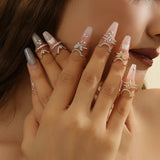 popxstar High-ned Hot-selling Zircon Open Nail Art Wearable Nail for Women Niche Design Sense Light Luxury High-end Decoration