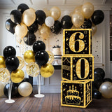 Popxstar  Gold Black Birthday Number Paper Boxes 18 30 40 50 60 70 75 80 Year Old Birthday Party Decoration Adult Birthday Party Supplies