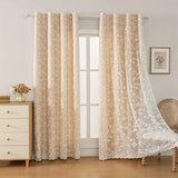 Popxstar  1pc Elegant Blackout Curtain, Polyester Material, Top Ring Hanging Design, Suitable for Bedroom & Living Room, All Seasons Use