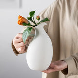 Popxstar  Upright Plain Fired Ceramic Vase with High-end Feel Home Desktop Decoration Flower Arrangement and Ornament