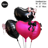 Popxstar  Heart-shaped Foil Balloon with Bow for Women Birthday Party Weddings Baby Shows Valentine's Day Anniversary Photograph  Decor