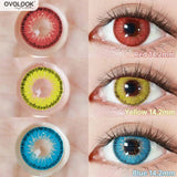Popxstar  2PCS(1 Pair) Myopia With Diopter Colorful Cosplay Contact Lenses For Eyes Yellow Blue Red Green Halloween Lenses Yearly