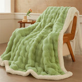 Double Layer Rabbit Fur Sherpa Blanket Winter Thick Warm Fluffy Faux Fur Throws Blankets for Sofa Soft Plush Bed Cover Blanket