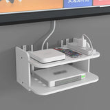 Popxstar Wifi Hanging Shelf Router Power Strip Multi Outlet TV Set Top Box Cable Hidden Floating Rack Wall Mount Holder Storage Organizer