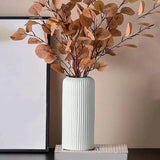 Popxstar  Striped Ceramic-Like Plastic Vase For Flowers Decorative Floral Arrangement Display Creative Little Flower Vase