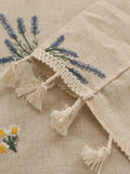 Popxstar 1PC Linen Wheat Fringe Embroidery Hanging Fringe Curtains Living Room Bedroom Window Decoration Blocking Rustic Style Curtains
