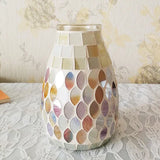Popxstar  Pastel Mosaic Glass Vase for Hydroponic Pothos & Small Flowers - Modern Home/Office Desk Decor with Minimalist Artistry