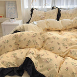 popxstar Korean Style Bedding Set with Pillowcase bed sheet Single Full Size Bed Linen Duvet Cover Set Queen/King Double Comforter Cover