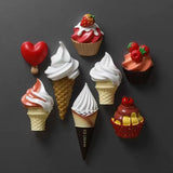 Popxstar Simulation Ice Cream Refrigerator Stickers Fruit Flavor Cone Refrigerator Decoration Photo Wall Resin Gift Children's Toys