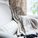 Popxstar Cotton Linen Semi-blackout Floral Print Black Fringe Bedroom Kitchen Curtain Single Piece Room Luxury Home Interior Decor Hall