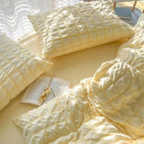 3/4Pcs Bedding Set Solid-Color Minimalist Bubble Gossamer Bed Linen With Ruffles Double Bed Beddings Sets Full Four-Season