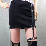Popxstar Women Skirt Belt Female Pu Leather Hip Hop Rock Nightclub Sexy Jeans Dress Heart Punk Belt with Metal Waist Chain