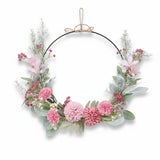 Artificial Flowers Bouquet Hydrangea Dandelion Rose Hoop Iron Wire Wreath for Front Door Wall Window Home Garden Decoration
