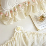 popxstar 3pcs Korean style Duvet Cover Set (1*Duvet Cover + 2*Pillowcase, Without Core), Lace embroidery Bedding Set