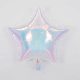 Popxstar  19Inch Foil Star Heart Round Balloons Transparent Iridescent Balloons for Mermaid Theme Birthday Disco Party Wedding Decorations