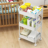 Popxstar Trolley Organizer Auxiliary Cart With Wheels Kitchen Furniture Cabinet Storage Rack Mobile Plastic Bookshelf Vegetable Basket